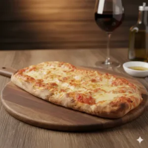 pinsa on wooden plate
