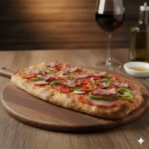 PINSA ON WOODEN PLATE